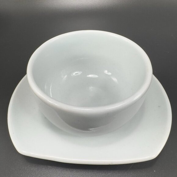 Vintage Hand Made Oriental Teacup And Saucer Set Light Green Blue Tint Pottery - Picture 8 of 10